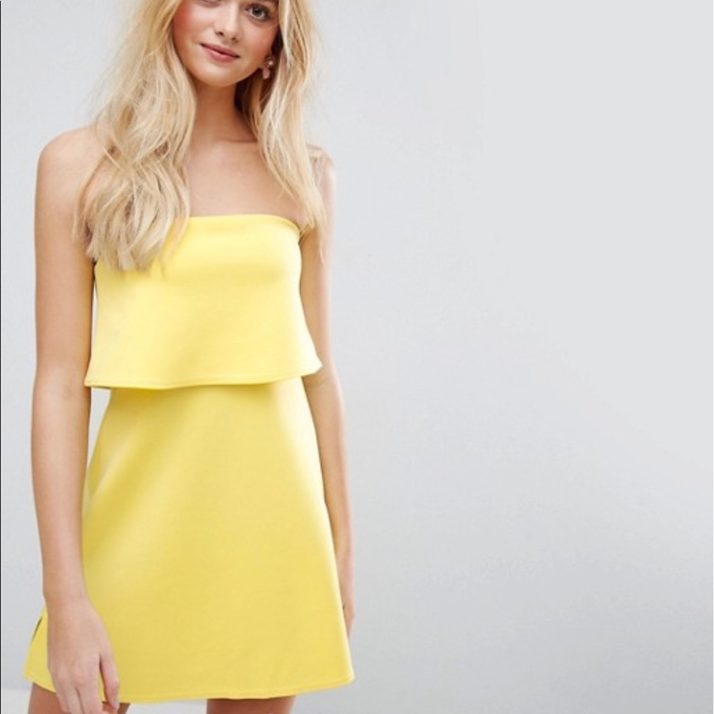 ASOS yellow tube top dress